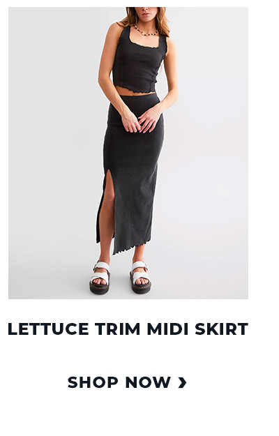 Shop Lettuce Trim Midi Skirt