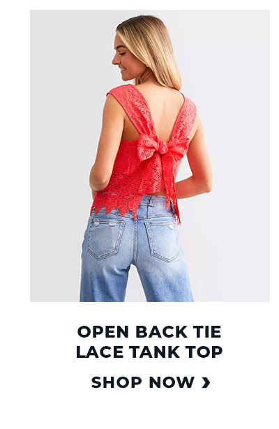 Shop Open Back Tie Lace Tank Top