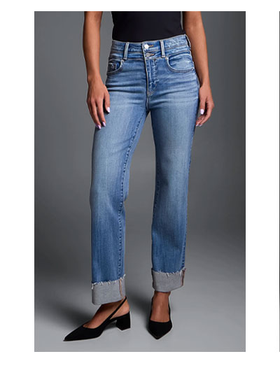 Fit No. 75 Cropped Straight Stretch Cuffed Jean